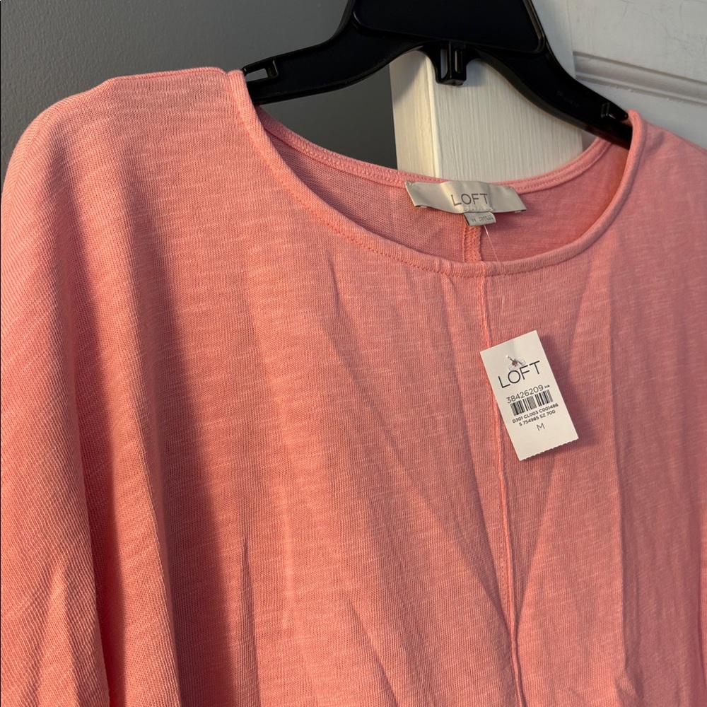 Loft medium cotton blend soft pink top. NWT! - Picture 2 of 6